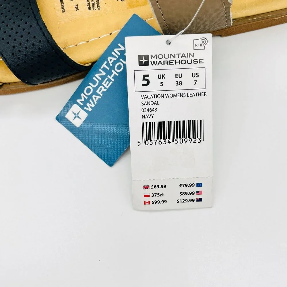 Mountain Warehouse Leather Sandals Womans‎ 7 NEW Coastal Normcore Colorblock